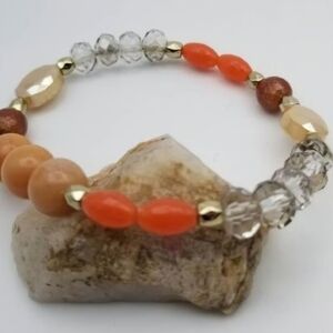 Peaches and cream beaded bracelet